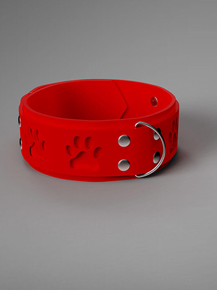 Unisex Paw Cutout Silicone Padlock Choker Collar
