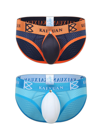 2 Pack Men's Sexy Mesh Front Opening Sponge Coaster Briefs