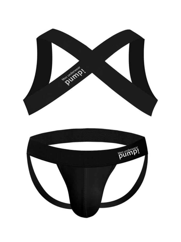 Men's Elastic Shoulder Strap Underwear 2-Piece Set