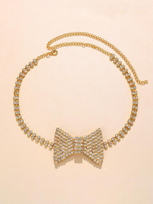 Rhinestone Bow Tie Collar