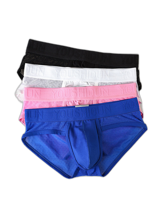 2 Pack Men's Low Rise Mesh Large Pouch U-convex Breathable Comfortable Briefs