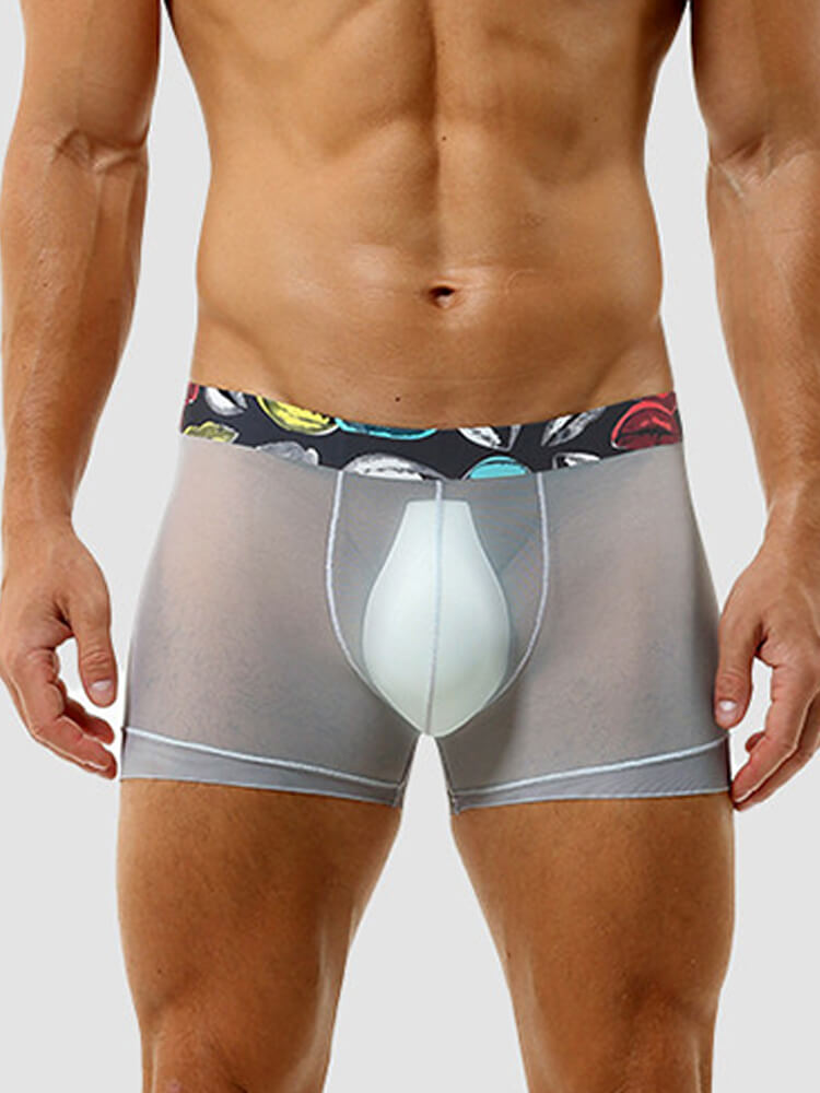 Men's Lightweight Seamless Sheer Ice Silk Boxer Briefs