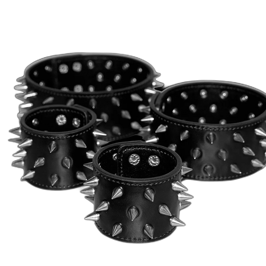 Tumbled Leather Spike Band