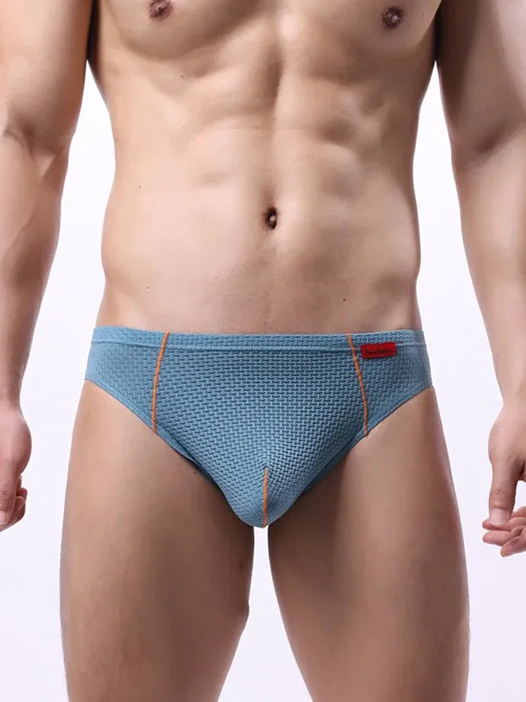 3 Pack Men's Nylon Plaid Lift Hip Briefs Triangle Briefs