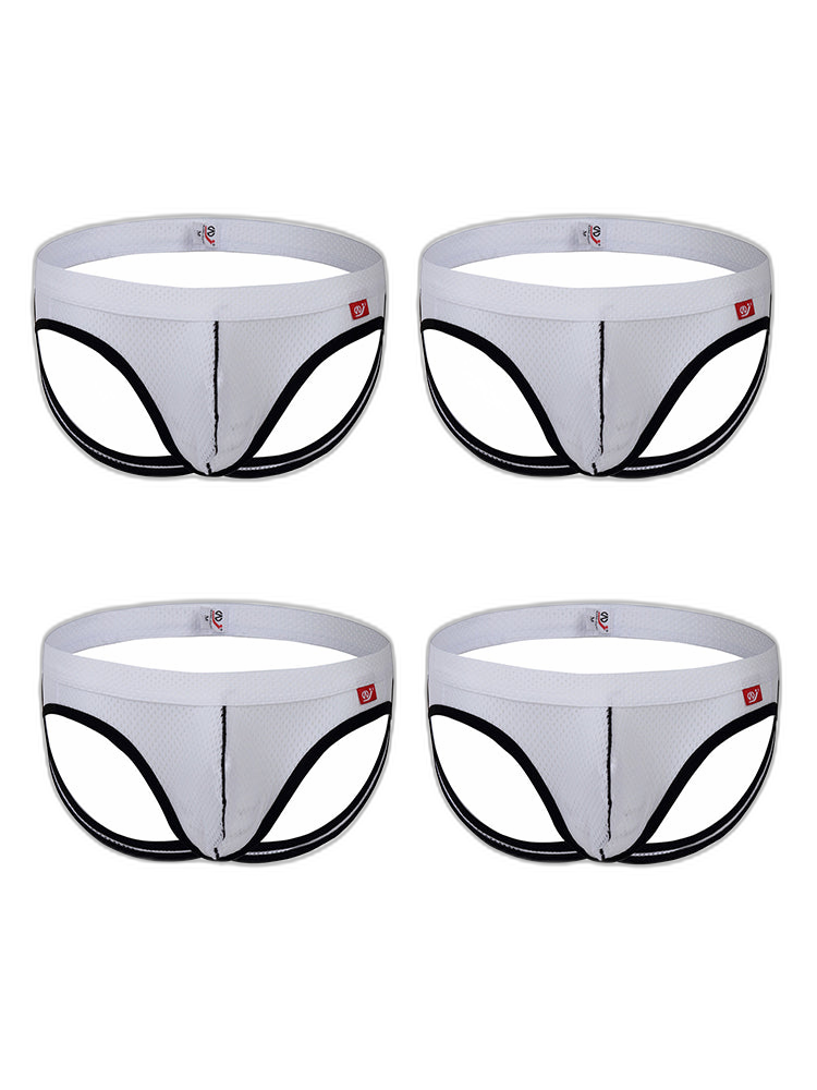 4 Pack Men's Low Waist Sexy Breathable Butt Lifting Stylish Comfortable Jockstrap