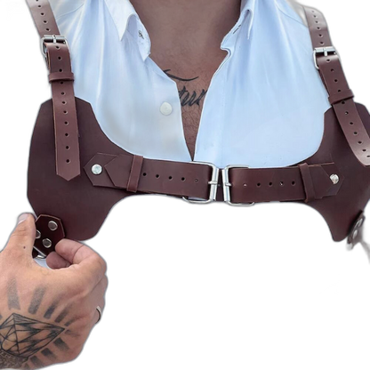 PU Leather Light Brown Chest Harness
