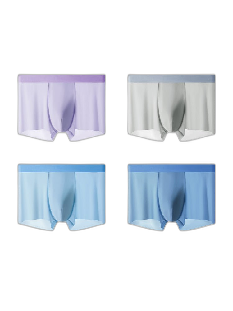 4-Pack Men's Stretch Fit Anti-Odor Seamless Ice Silk Trunks
