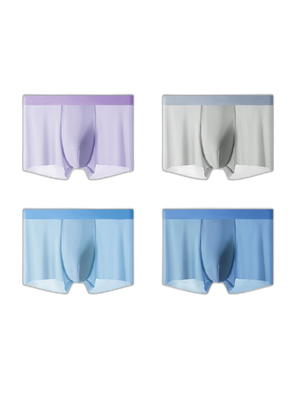 4-Pack Men's Stretch Fit Anti-Odor Seamless Ice Silk Trunks