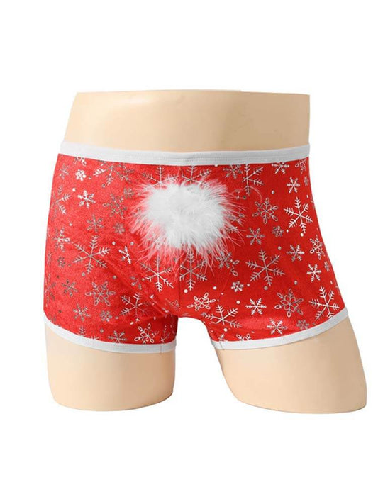 Men's Snowflake Print Christmas Boxer Briefs