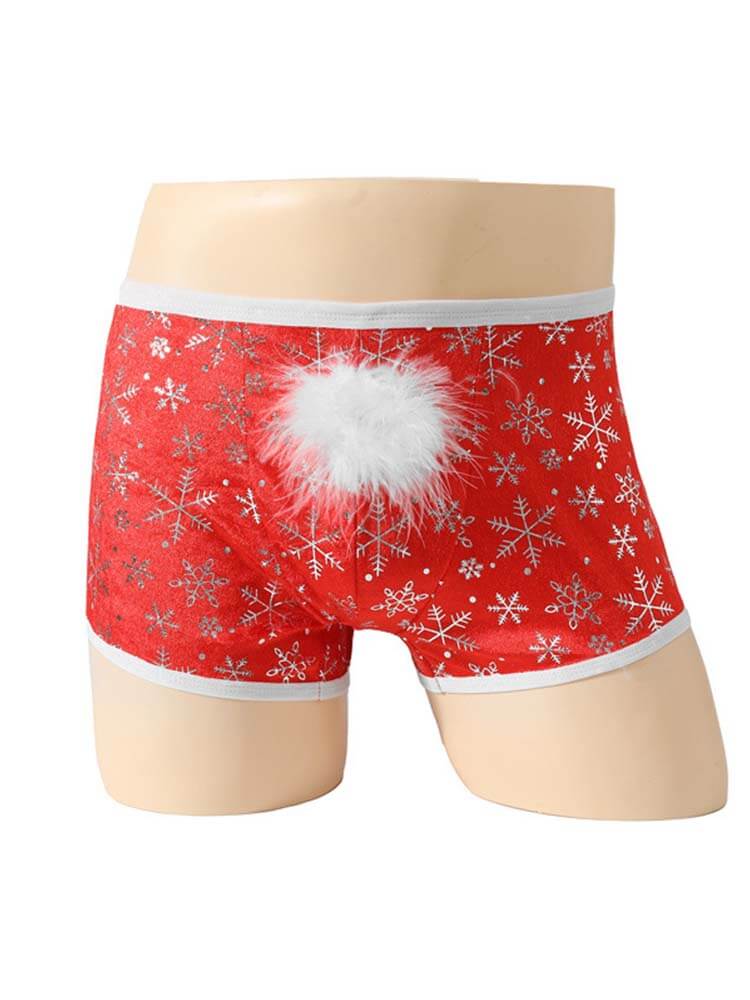 Men's Snowflake Print Christmas Boxer Briefs