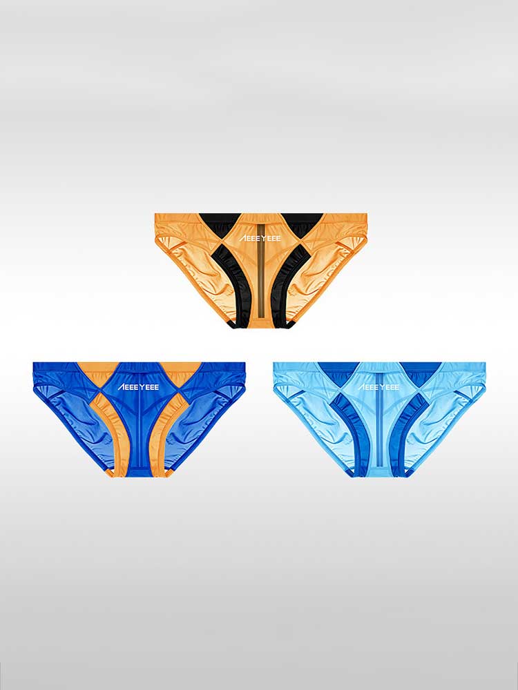 Men's Sexy Sheer Colorblock Stretch Thin Briefs