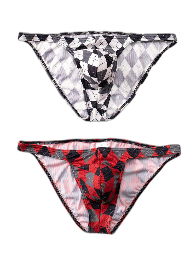 Rhombus Check Pattern Pouch Briefs