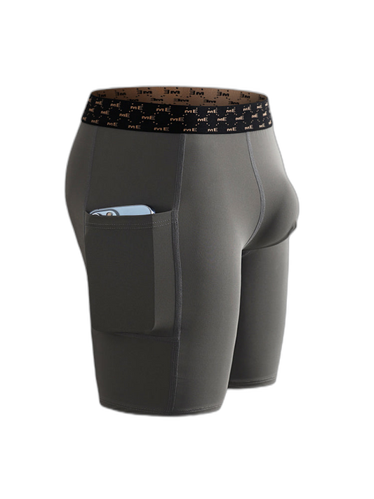 2 Pack Men’s Compression Boxer Shorts with Side Pocket