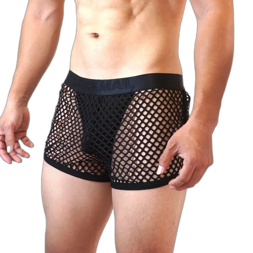 Jockmail 'Reveal All Fishnet' Underwear Shorts