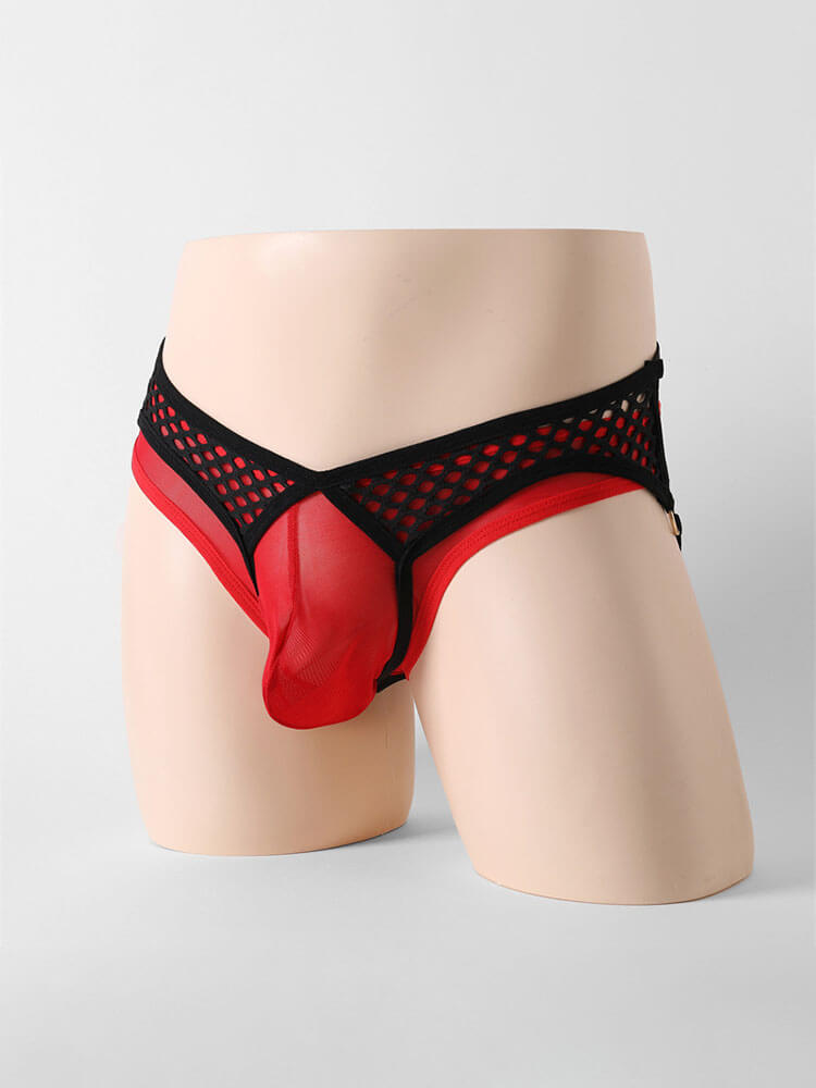 Men's Sexy Cut-Out Fishnet Stretchy Double Thong