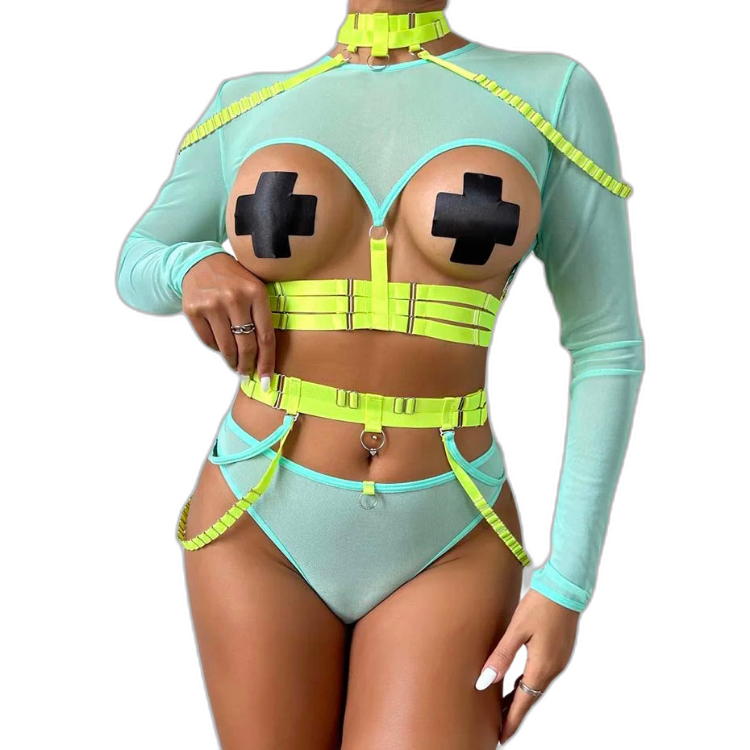 Unsubtle Temptress Bondage Bodysuit Set