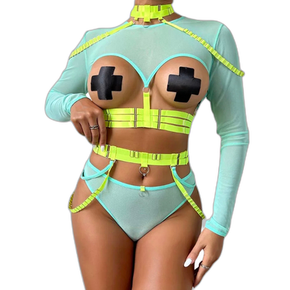 Unsubtle Temptress Bondage Bodysuit Set