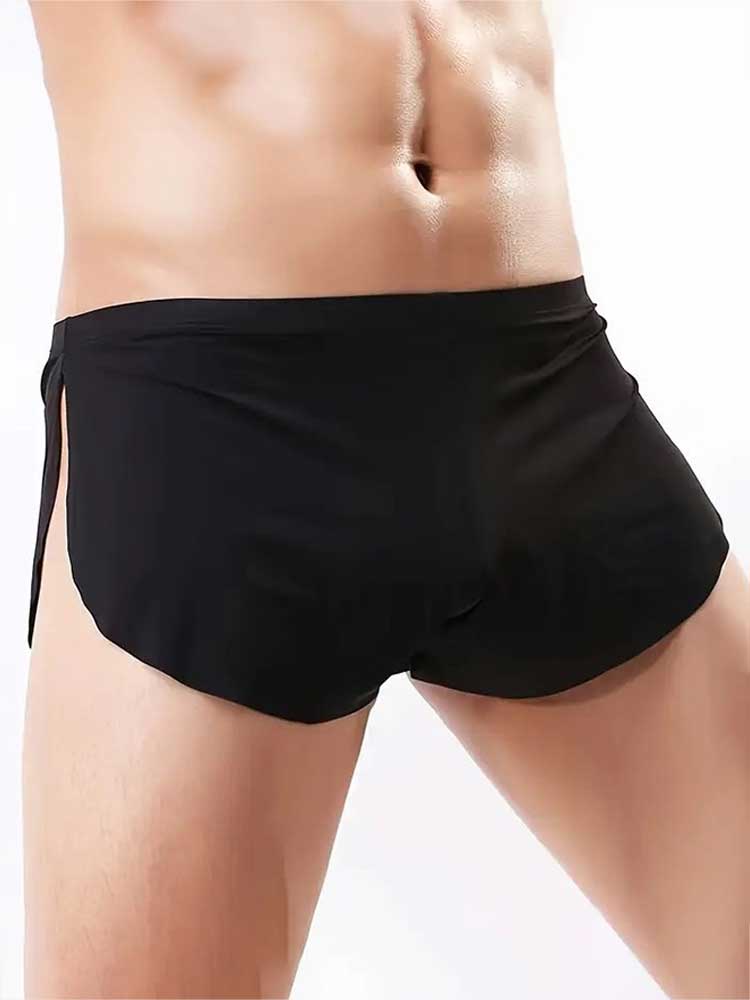 Men's Solid Color Side-Slit Sexy Seamless Trunks