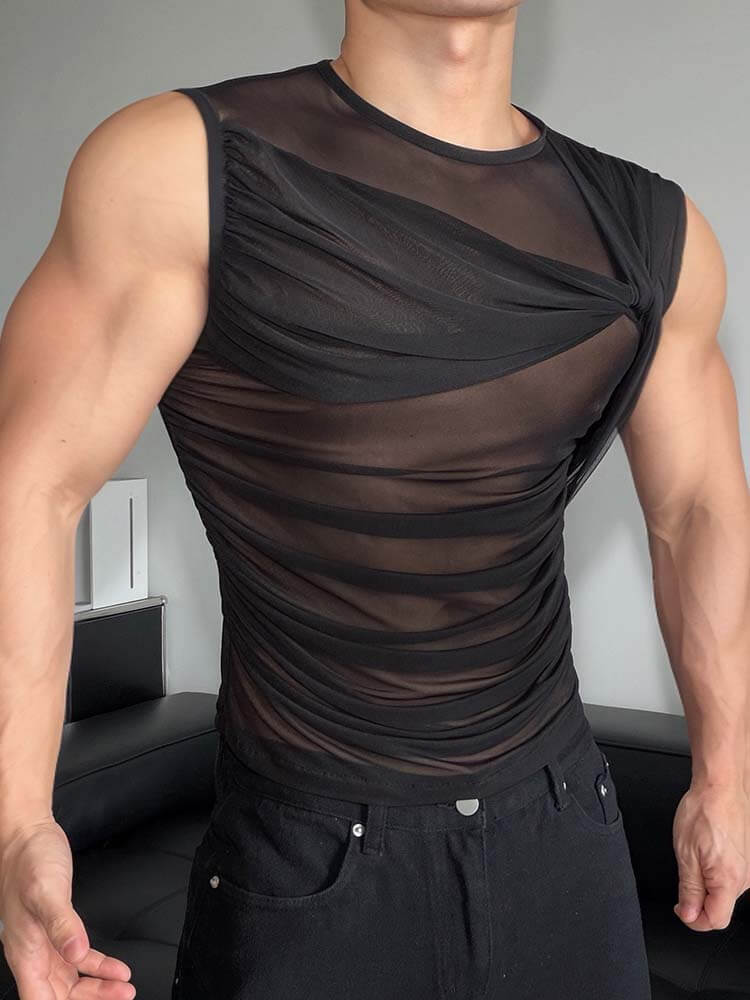 Men's Sheer Mesh Sleeveless Tank Top