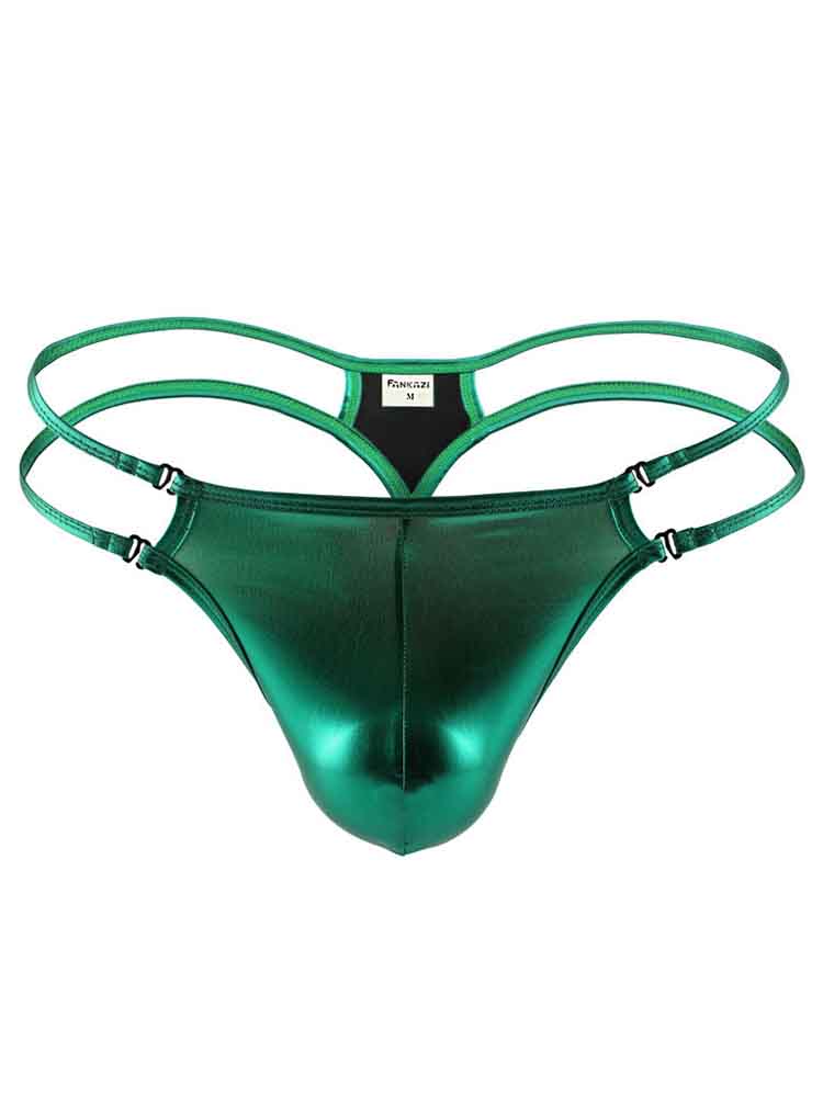 Faux Leather Ice Silk Sexy Men's Thong