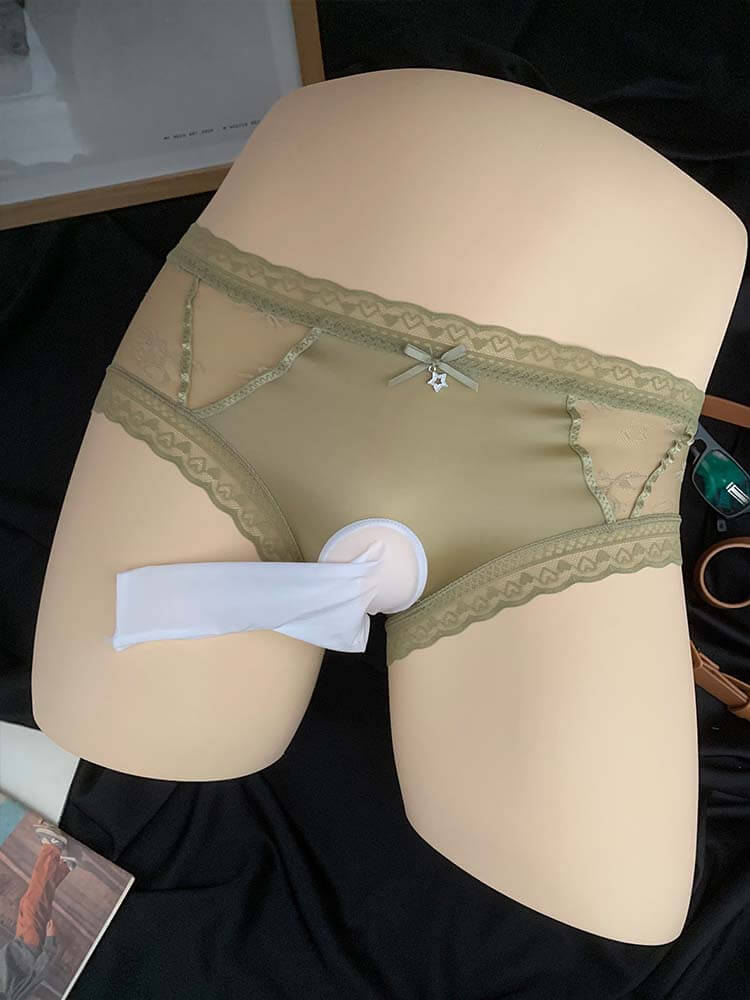 Men's Sexy Bowknot Silky Satin Lace Briefs