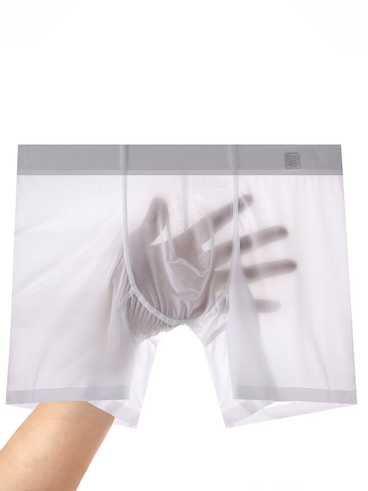 Men's Sexy Sheer Anti-Chafe Thin Ice Silk Boxer Briefs
