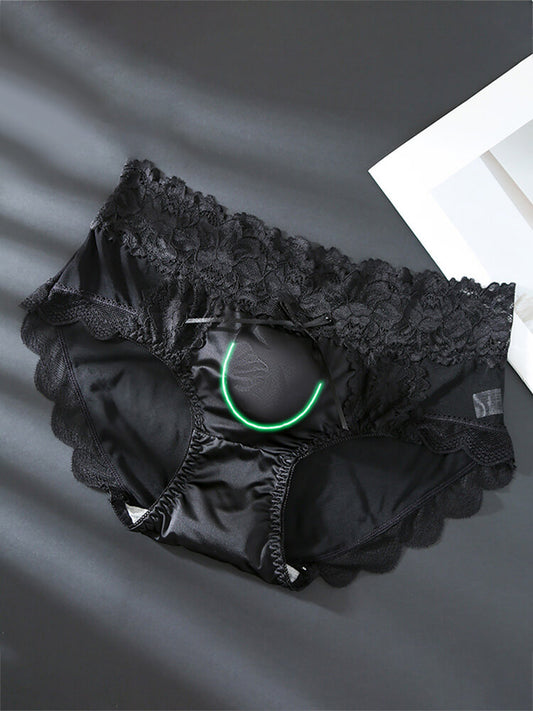 Men's High-Waisted Lace-Trim U-Pouch Briefs