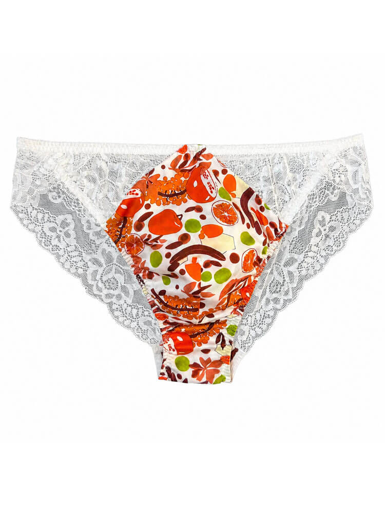 Men’s Sexy Lace Ruffles Mulberry Silk Briefs