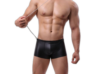 Leather Boxer Briefs with Collar & Leash Set