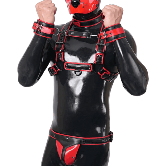 Furrjoi Harness, Cuff, Collar, Lead Underwear Bundle Red