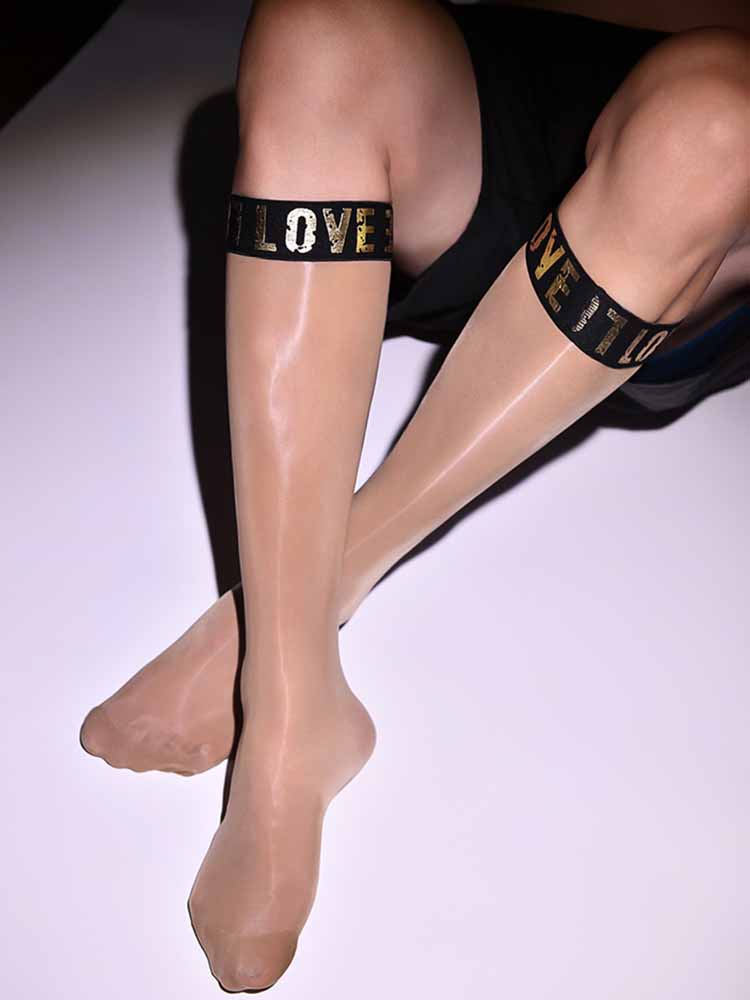 Men's Oiled Foiled Lettered Mid-Calf Socks