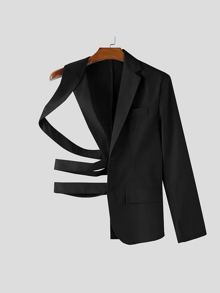 Men's Stylish Criss-Cross Straps Cut-Out Blazer