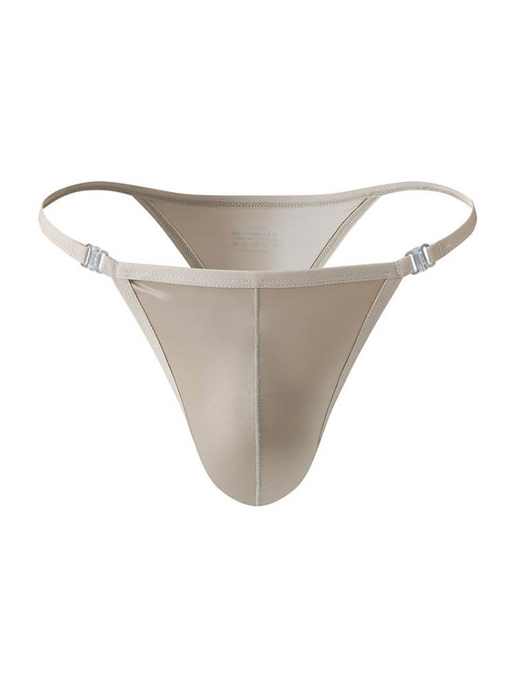Men's Sexy Solid Color High Fork Buckle Thong