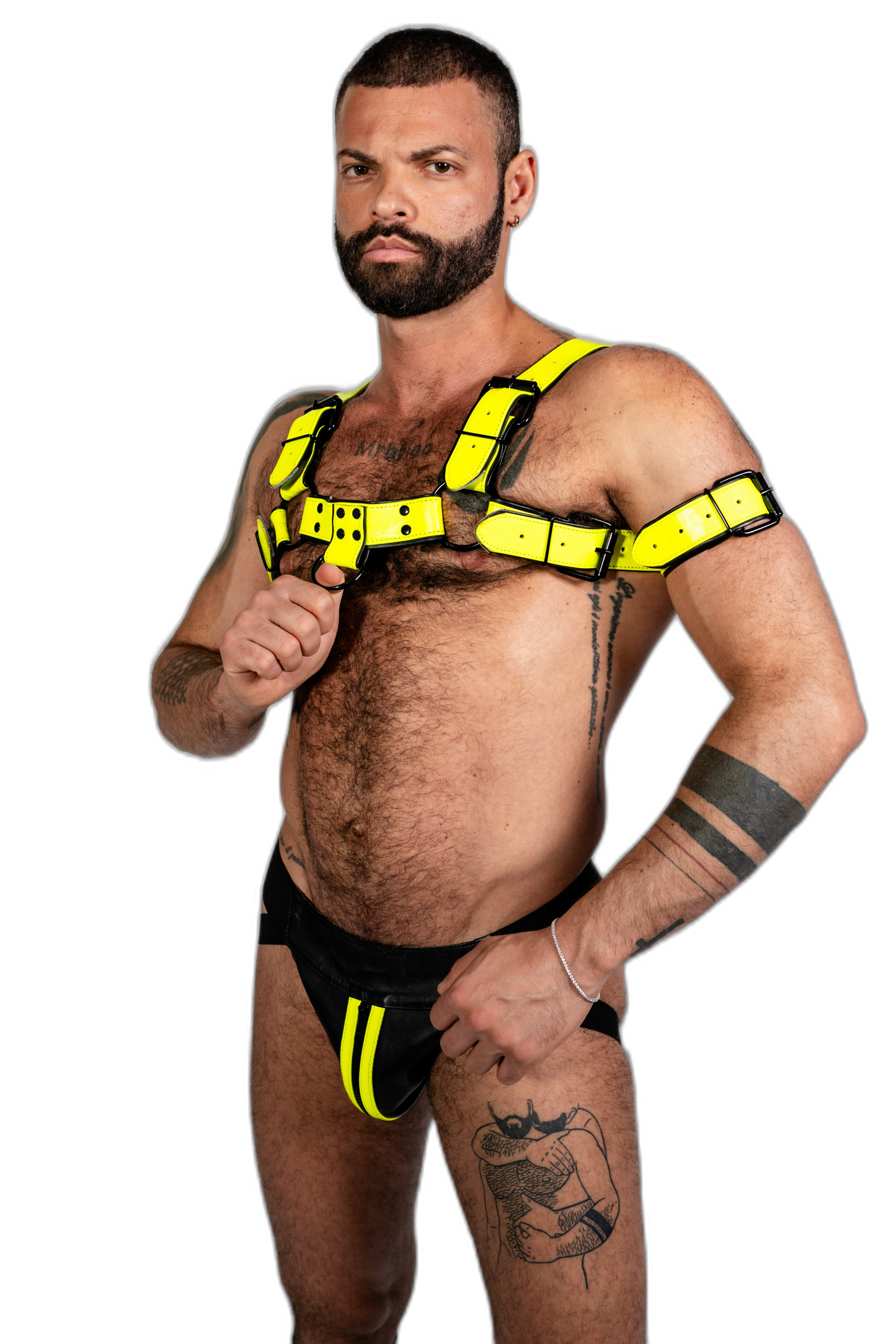 ruff GEAR Bold Leather Bicep Strap Neon Yellow