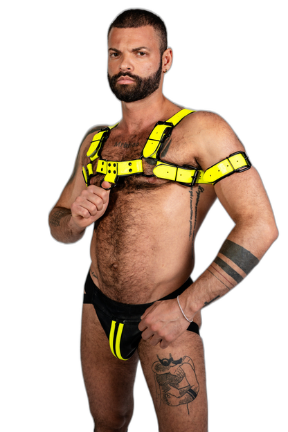 ruff GEAR Bold Leather Bicep Strap Neon Yellow