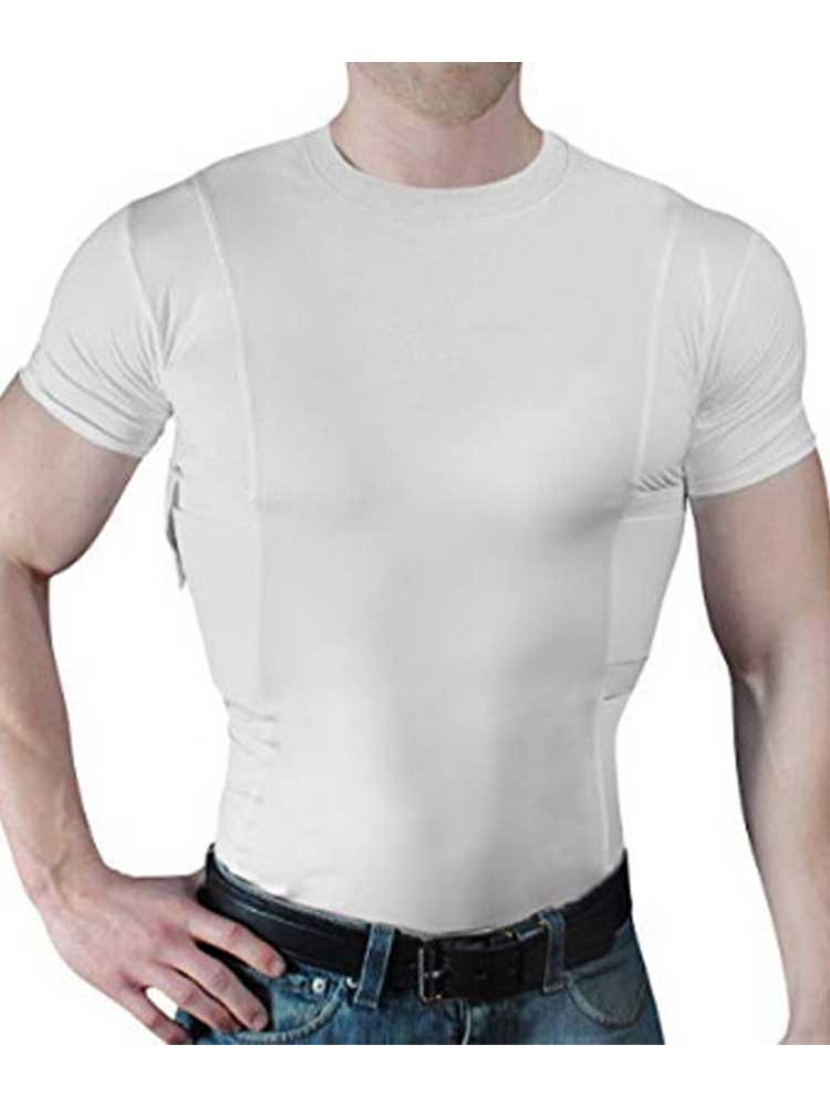 Men's Concealed Gun Holster Solid Elastic T-shirt