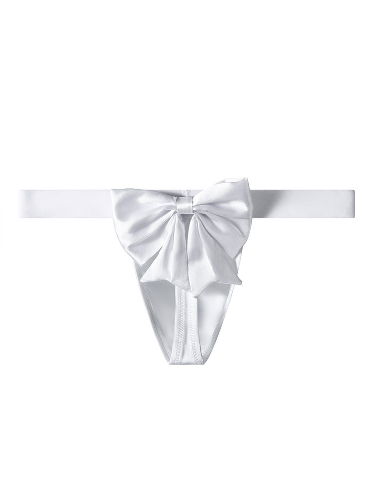 Men's Sexy Bow Detail Low-Rise Solid Color Thong