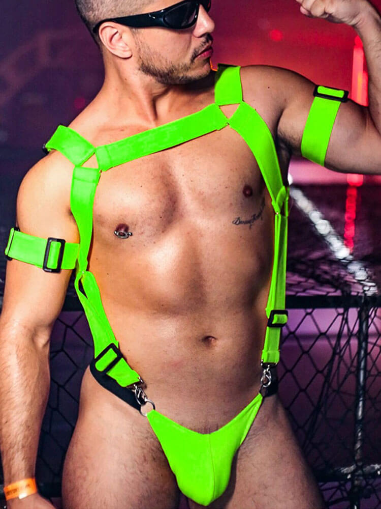 Men's Sexy Straps Harness Jumpsuit Thong