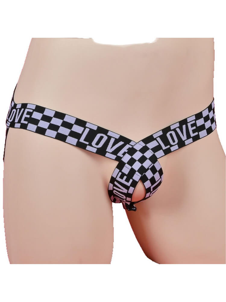 Men's Sexy Love Letter Belt Revealing Buttocks Thong