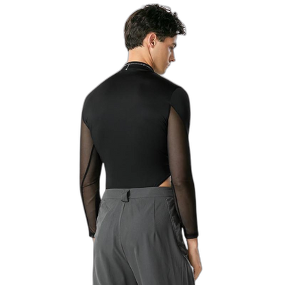 Turtleneck Long Sleeve Mesh Bodysuit