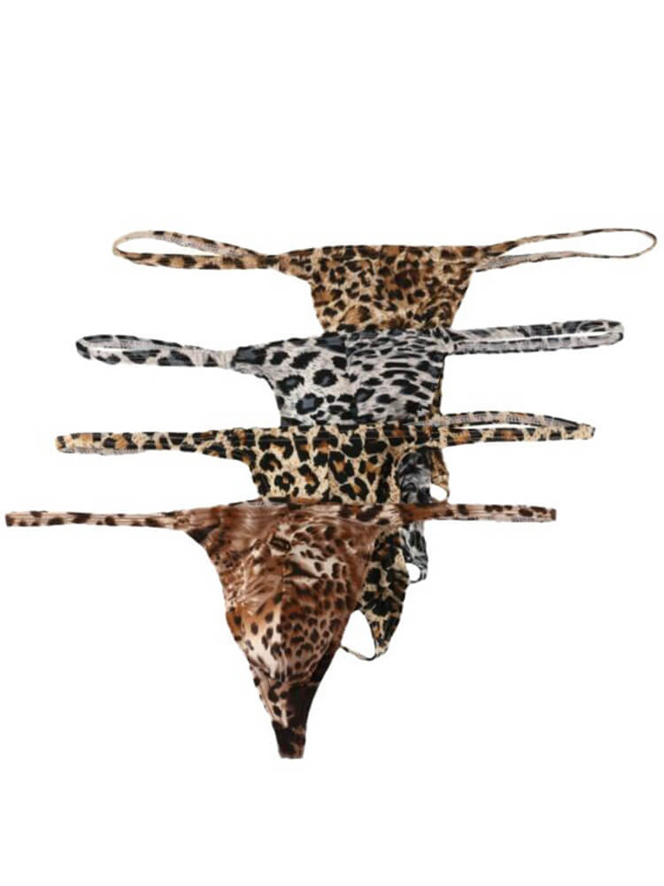 Men's Sexy Leopard Print Low-Rise Thin Strap Thong