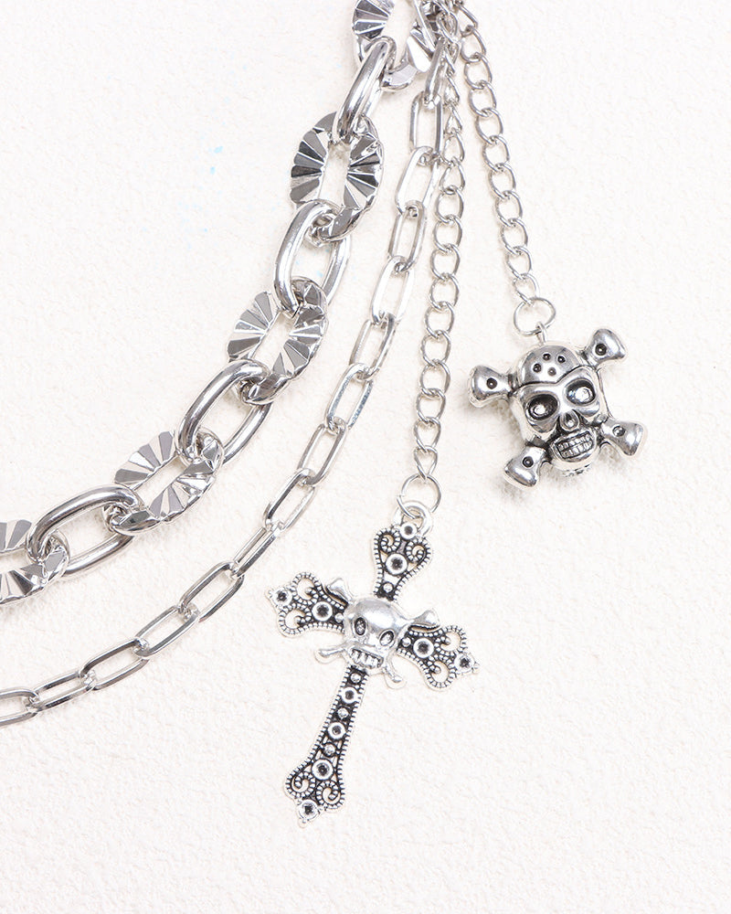 Punk Double-Layer Skull Cross Pants Chain