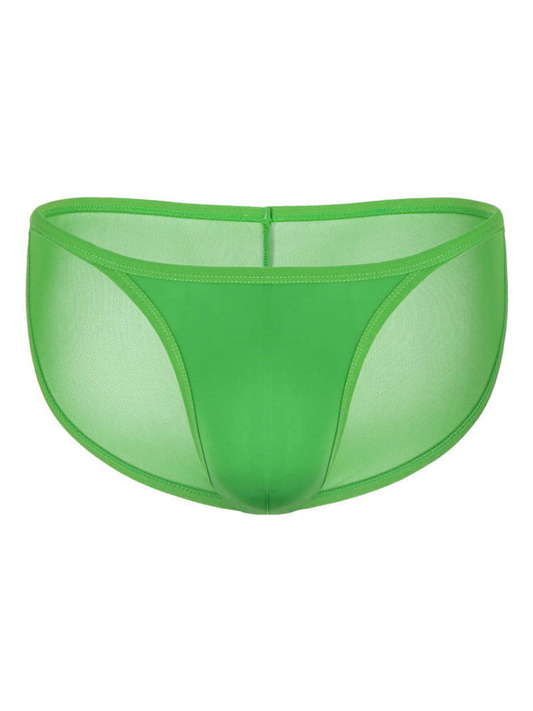 Men's Sexy High-Cut Mesh Solid Color Thin Briefs