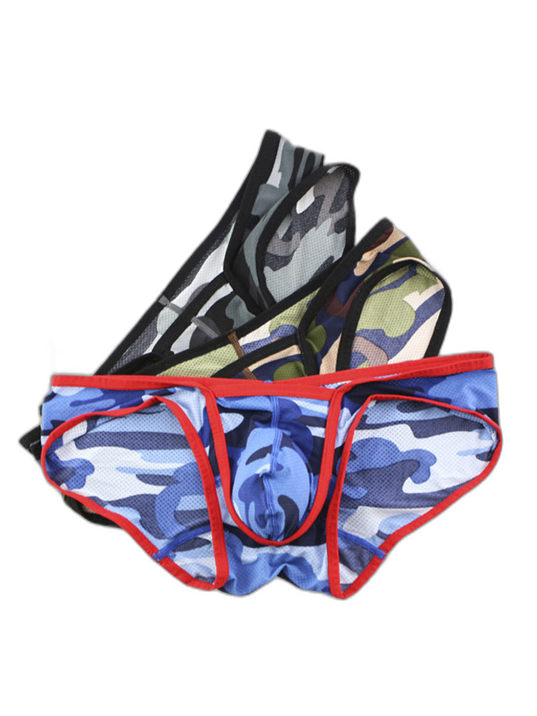 Men’s Sexy Camo Print Mesh Bikini