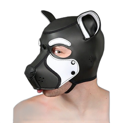Mr S Leather NEOPRENE FRISKY Puppy Hood | Black & White