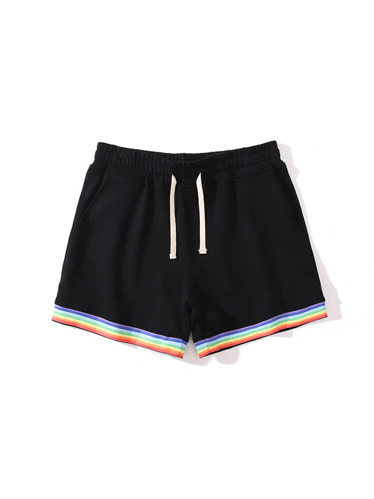 Men's Casual Solid Color Rainbow Hem Cotton Shorts