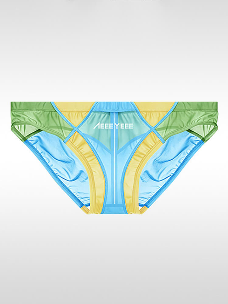 Men's Sexy Sheer Colorblock Stretch Thin Briefs