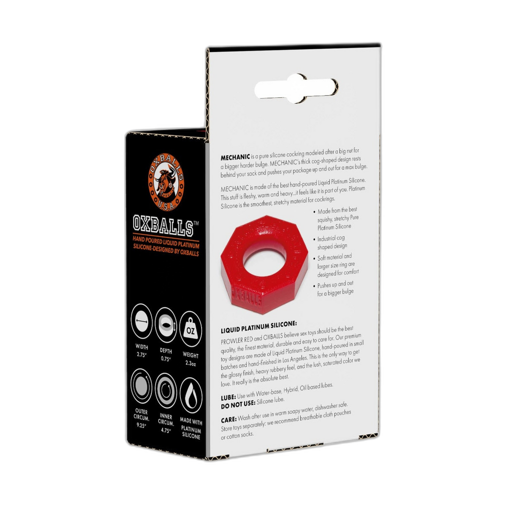 Prowler RED By Oxballs Mechanic Cock Ring Red