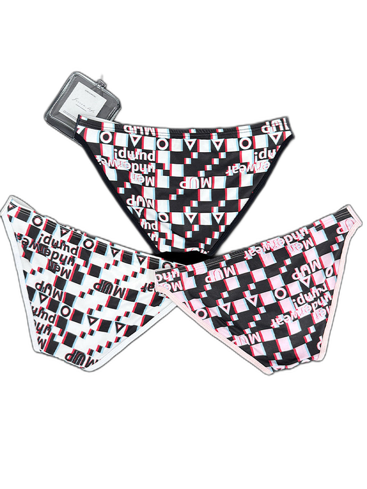 2 Pack Men's Breathable Alphabet-Print Expanded Pouch Briefs