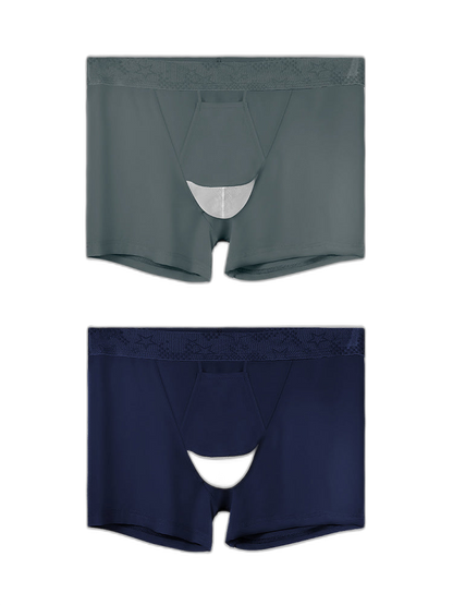 2 Men's Ultra-Thin Ice Silk Detachable Gusset Breathable Trunks